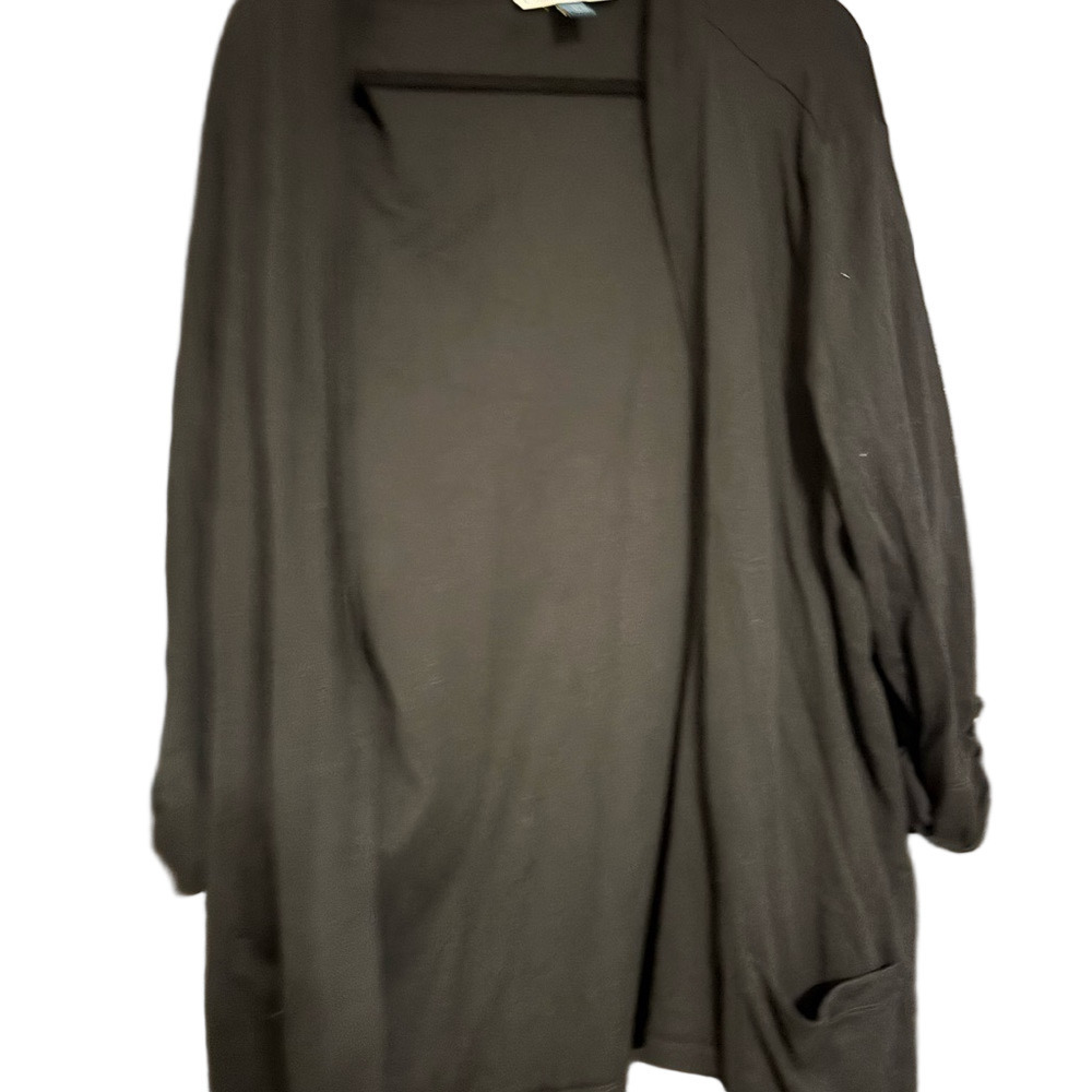 NWOT Karen Scott Black Open Front Knit Cardigan
